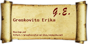 Greskovits Erika névjegykártya